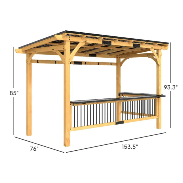 Alora 6x13 Ft. Premium Outdoor Hardtop Wooden BBQ Grill Gazebo