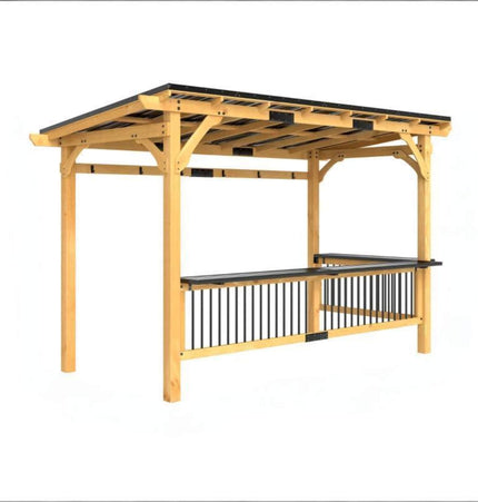 Alora 6x13 Ft. Premium Outdoor Hardtop Wooden BBQ Grill Gazebo