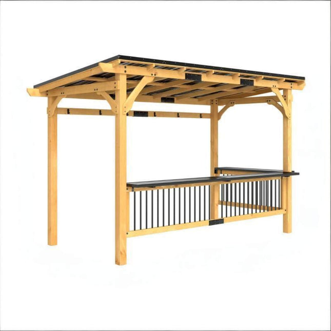 Alora 6x13 Ft. Premium Outdoor Hardtop Wooden BBQ Grill Gazebo