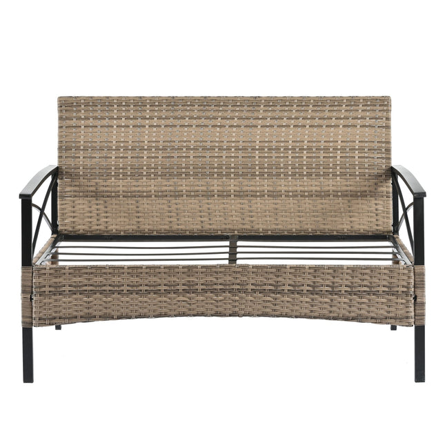 Patio Furniture, Outdoor Furniture, Seasonal PE Wicker Furniture, Four Set Wicker Furniture With Black Metal Table - Patio Furniture | Patioza