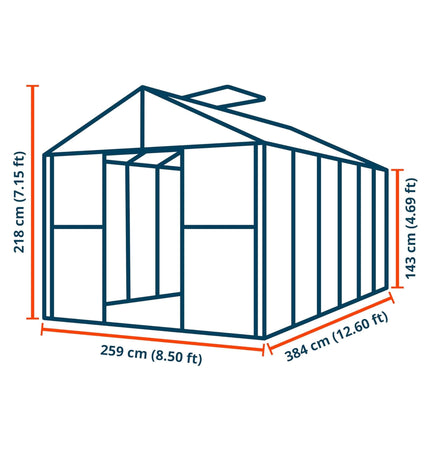 [08X12FT] Heavy-Duty Polycarbonate Outdoor Greenhouse With Aluminum Frame And Sliding Doors (SAK90426) - Greenhouses | Patioza