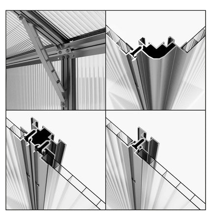 [08X12FT] Heavy-Duty Polycarbonate Outdoor Greenhouse With Aluminum Frame And Sliding Doors (SAK90426) - Greenhouses | Patioza