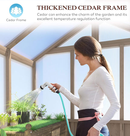8x16 Ft. Large Heavy-Duty Outdoor Wooden Greenhouse with 6MM Polycarbonate Panels and Vent Roof