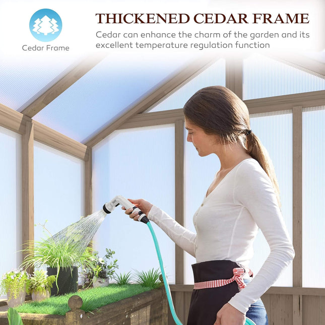8x16 Ft. Large Heavy-Duty Outdoor Wooden Greenhouse with 6MM Polycarbonate Panels and Vent Roof