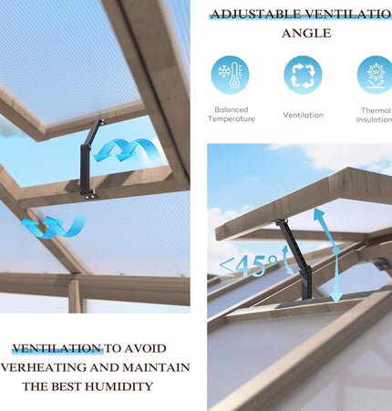 8x16 Ft. Large Heavy-Duty Outdoor Wooden Greenhouse with 6MM Polycarbonate Panels and Vent Roof