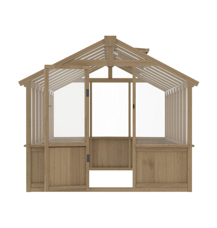 8x16 Ft. Large Heavy-Duty Outdoor Wooden Greenhouse with 6MM Polycarbonate Panels and Vent Roof
