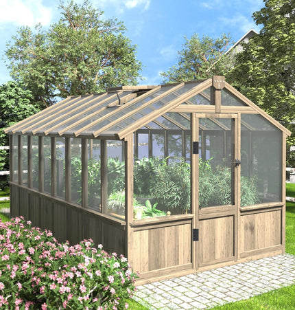 8x16 Ft. Large Heavy-Duty Outdoor Wooden Greenhouse with 6MM Polycarbonate Panels and Vent Roof