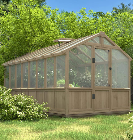 8x16 Ft. Large Heavy-Duty Outdoor Wooden Greenhouse with 6MM Polycarbonate Panels and Vent Roof