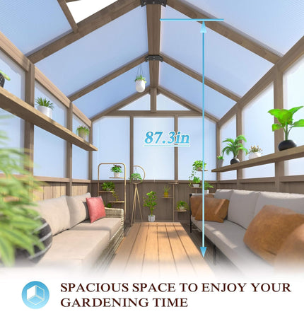 8x16 Ft. Large Heavy-Duty Outdoor Wooden Greenhouse with 6MM Polycarbonate Panels and Vent Roof