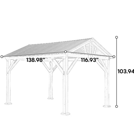 [09X11FT] Alora Heavy-Duty All-Weather Hardtop Wooden Carport Gazebo With Galvanized Steel Roof (SAK39187) - Canopies & Gazebos | Patioza