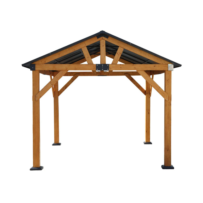 [09X11FT] Alora Heavy-Duty All-Weather Hardtop Wooden Carport Gazebo With Galvanized Steel Roof (SAK39187) - Canopies & Gazebos | Patioza