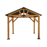 [09X11FT] Alora Heavy-Duty All-Weather Hardtop Wooden Carport Gazebo With Galvanized Steel Roof (SAK39187) - Canopies & Gazebos | Patioza