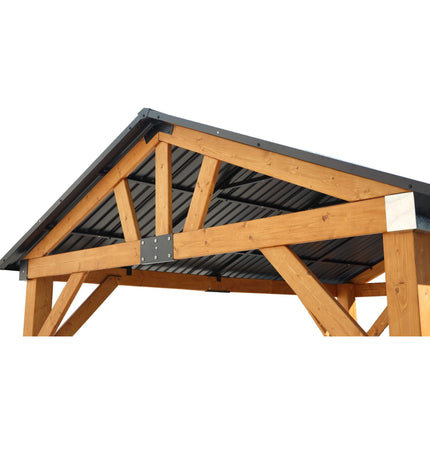 [09X11FT] Alora Heavy-Duty All-Weather Hardtop Wooden Carport Gazebo With Galvanized Steel Roof (SAK39187) - Canopies & Gazebos | Patioza