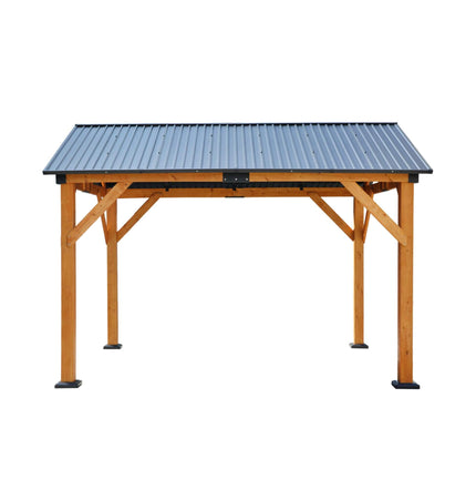 [09X11FT] Alora Heavy-Duty All-Weather Hardtop Wooden Carport Gazebo With Galvanized Steel Roof (SAK39187) - Canopies & Gazebos | Patioza
