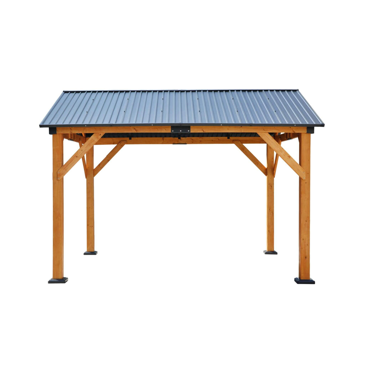 [09X11FT] Alora Heavy-Duty All-Weather Hardtop Wooden Carport Gazebo With Galvanized Steel Roof (SAK39187) - Canopies & Gazebos | Patioza