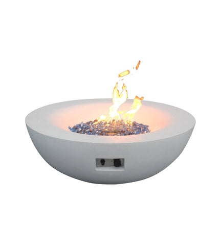 42 Inch Outdoor Concrete Propane gas Fire Pit bowl in Antique white color - Fire Pits | Patioza