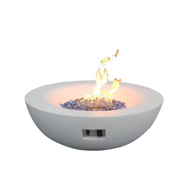 42 Inch Outdoor Concrete Propane gas Fire Pit bowl in Antique white color - Fire Pits | Patioza