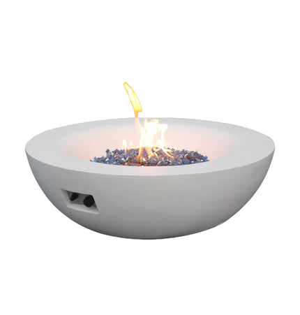 42 Inch Outdoor Concrete Propane gas Fire Pit bowl in Antique white color - Fire Pits | Patioza