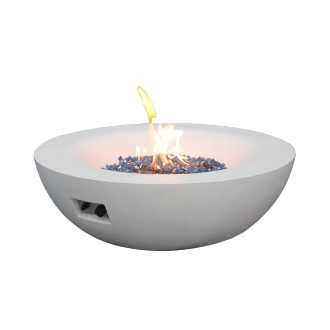 42 Inch Outdoor Concrete Propane gas Fire Pit bowl in Antique white color - Fire Pits | Patioza