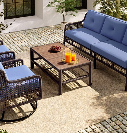 GO 4 Pieces Patio Furniture Set with Swivel Chairs Outdoor Wicker Sofas - Patio Furniture | Patioza