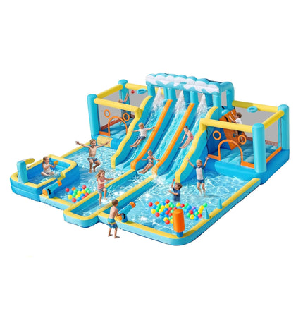 10-in-1 Inflatable Water Slide Bounce House With Blower (SAK26370) - Inflatable Bouncers | Patioza