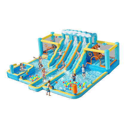10-in-1 Inflatable Water Slide Bounce House With Blower (SAK26370) - Inflatable Bouncers | Patioza