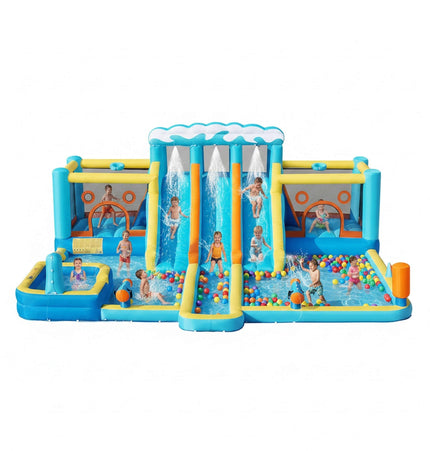 10-in-1 Inflatable Water Slide Bounce House With Blower (SAK26370) - Inflatable Bouncers | Patioza