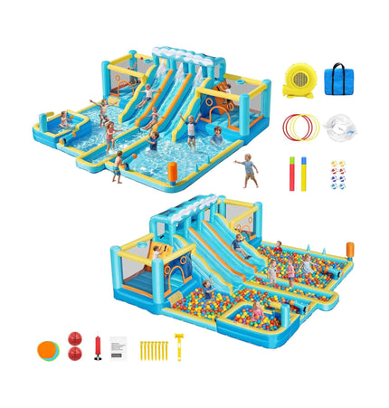 10-in-1 Inflatable Water Slide Bounce House With Blower (SAK26370) - Inflatable Bouncers | Patioza