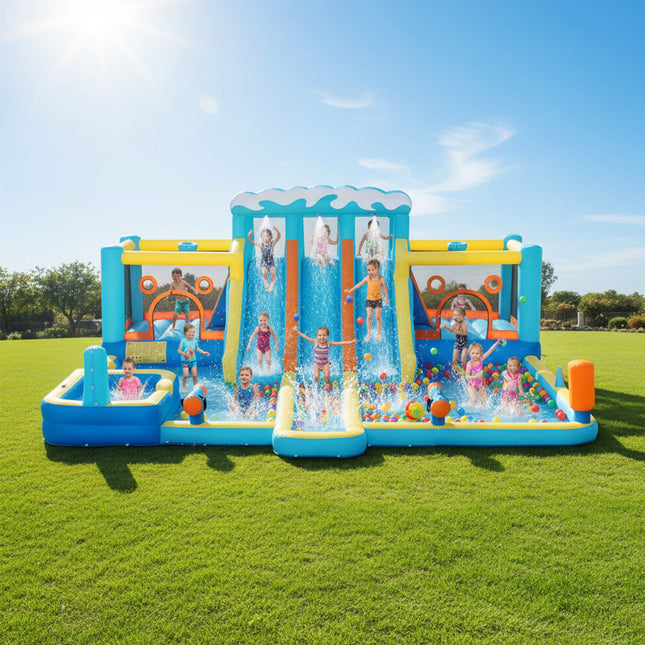 10-in-1 Inflatable Water Slide Bounce House With Blower (SAK26370) - Inflatable Bouncers | Patioza