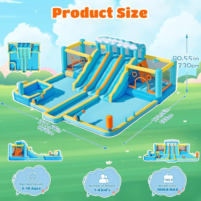 10-in-1 Inflatable Water Slide Bounce House With Blower (SAK26370) - Inflatable Bouncers | Patioza