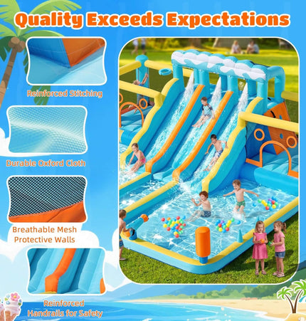 10-in-1 Inflatable Water Slide Bounce House With Blower (SAK26370) - Inflatable Bouncers | Patioza