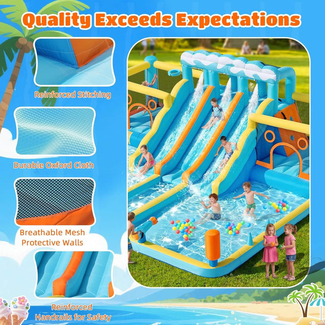 10-in-1 Inflatable Water Slide Bounce House With Blower (SAK26370) - Inflatable Bouncers | Patioza