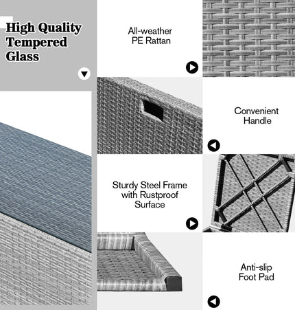 8 Pieces Patio Rattan Furniture Set with Storage Waterproof Cover and Cushion - Turquoise - Patio Furniture | Patioza