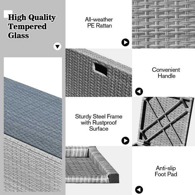 8 Pieces Patio Rattan Furniture Set with Storage Waterproof Cover and Cushion - Turquoise - Patio Furniture | Patioza