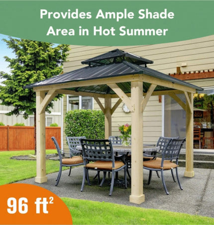 [10X10FT] Premium Outdoor Patio Hardtop Gazebo W/ Double Steel Roof (SAK01291) - Gazebos | Patioza