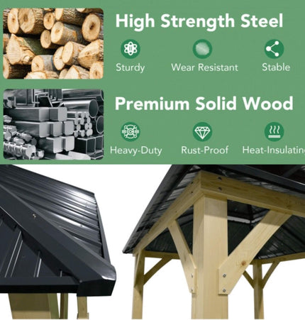 [10X10FT] Premium Outdoor Patio Hardtop Gazebo W/ Double Steel Roof (SAK01291) - Gazebos | Patioza