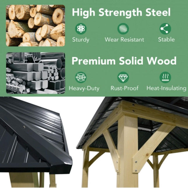 [10X10FT] Premium Outdoor Patio Hardtop Gazebo W/ Double Steel Roof (SAK01291) - Gazebos | Patioza