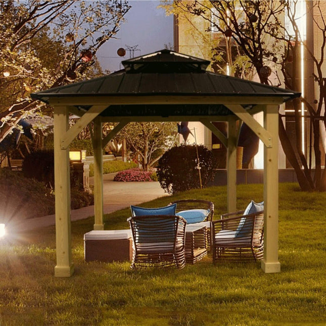 [10X10FT] Premium Outdoor Patio Hardtop Gazebo W/ Double Steel Roof (SAK01291) - Gazebos | Patioza