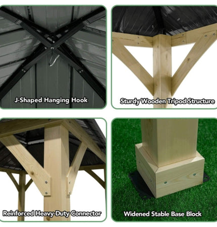 [10X10FT] Premium Outdoor Patio Hardtop Gazebo W/ Double Steel Roof (SAK01291) - Gazebos | Patioza