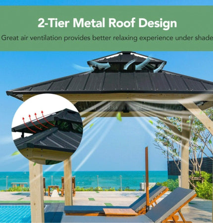 [10X10FT] Premium Outdoor Patio Hardtop Gazebo W/ Double Steel Roof (SAK01291) - Gazebos | Patioza