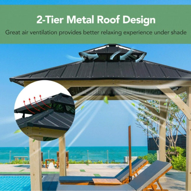 [10X10FT] Premium Outdoor Patio Hardtop Gazebo W/ Double Steel Roof (SAK01291) - Gazebos | Patioza
