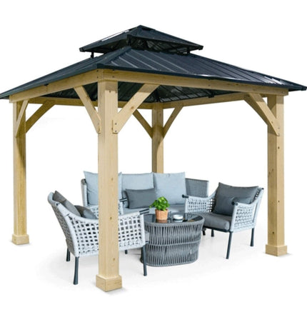 [10X10FT] Premium Outdoor Patio Hardtop Gazebo W/ Double Steel Roof (SAK01291) - Gazebos | Patioza