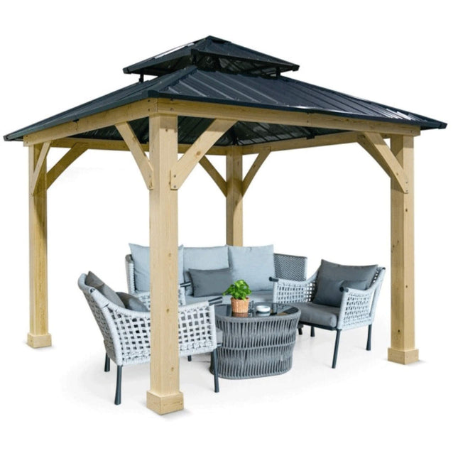 [10X10FT] Premium Outdoor Patio Hardtop Gazebo W/ Double Steel Roof (SAK01291) - Gazebos | Patioza