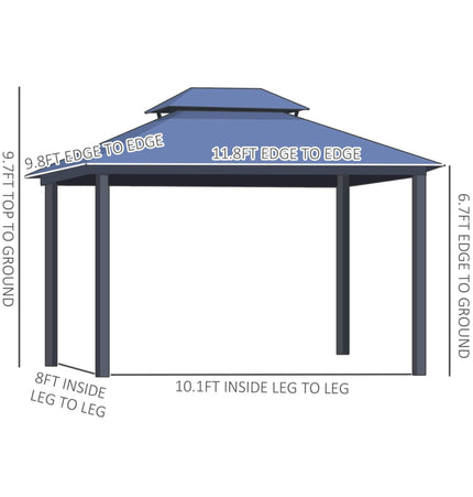 Alora 10x12 Ft. Hardtop Gazebo Canopy with Polycarbonate Double Roof, Netting, and Curtains