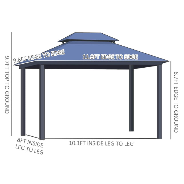Alora 10x12 Ft. Hardtop Gazebo Canopy with Polycarbonate Double Roof, Netting, and Curtains