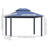 Alora 10x12 Ft. Hardtop Gazebo Canopy with Polycarbonate Double Roof, Netting, and Curtains - Canopies & Gazebos | Patioza