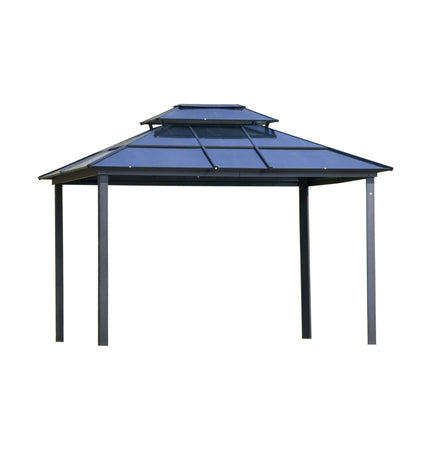 Alora 10x12 Ft. Hardtop Gazebo Canopy with Polycarbonate Double Roof, Netting, and Curtains