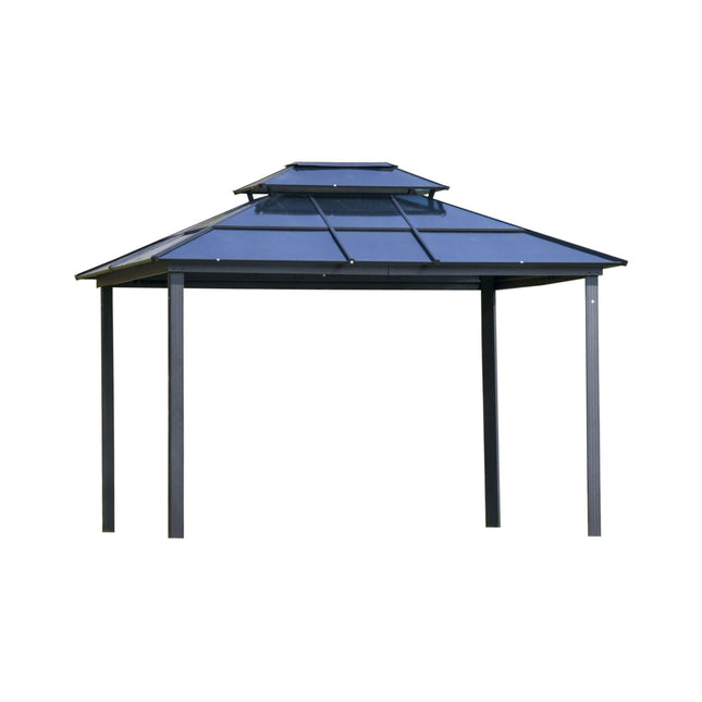 Alora 10x12 Ft. Hardtop Gazebo Canopy with Polycarbonate Double Roof, Netting, and Curtains