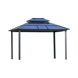 Alora 10x12 Ft. Hardtop Gazebo Canopy with Polycarbonate Double Roof, Netting, and Curtains - Canopies & Gazebos | Patioza