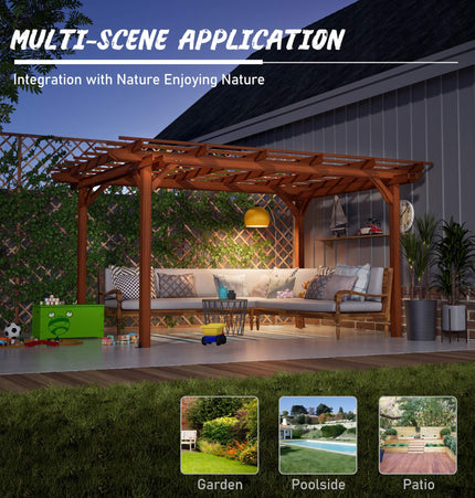 Alora 10x12 Ft. Premium Extra Large Outdoor Weather-Resistant Wooden Grape Pergola